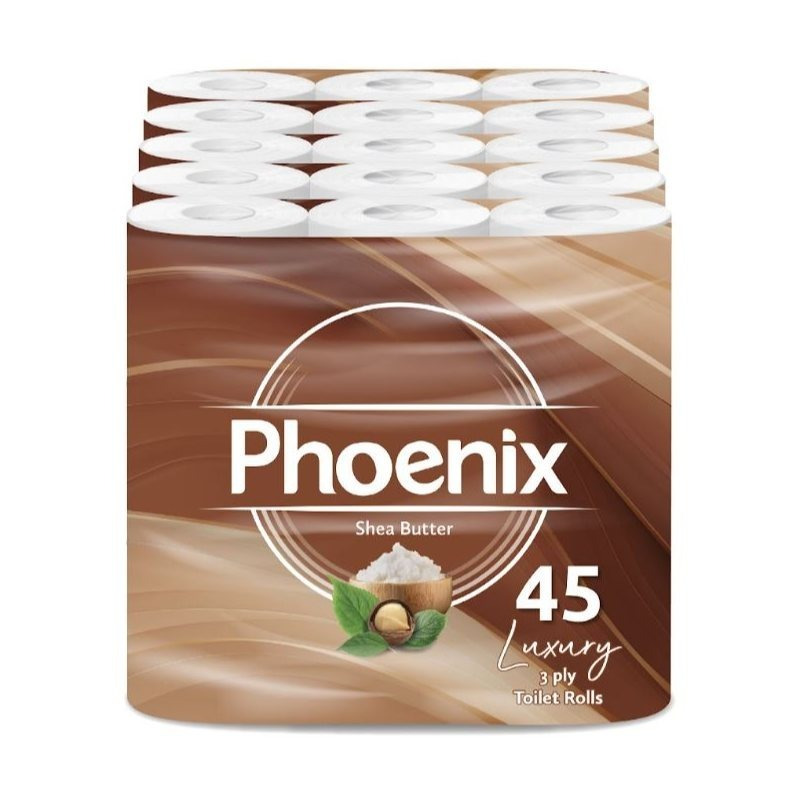 TEMU Phoenix 45 Toilet Rolls – Shea Butter Scented 3 Ply Luxury Toilet Paper | Ultra Soft, Quilted Tissue Bulk Pack For Everyday