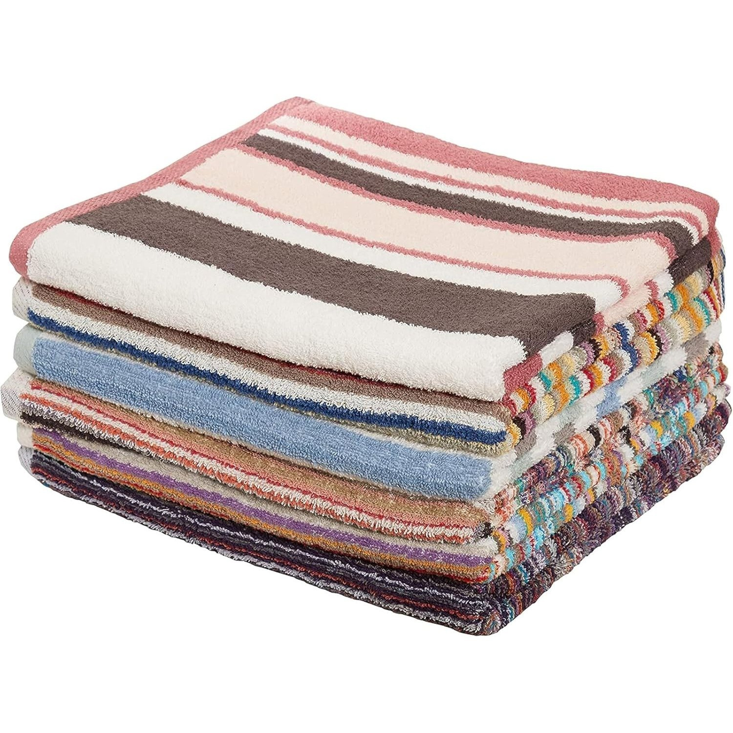 TEMU Pack Of Towels 100% Cotton Colourful Absorbent And Quick Dry Hand Towels Bath Sheets Beach