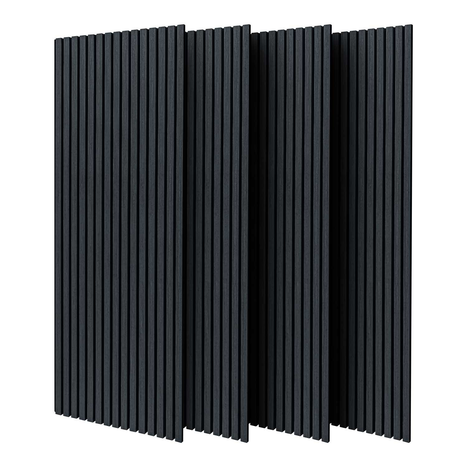 TEMU - Set Of 4 Decorative Wooden Soundproof Panels, 150x60 Cm, Black