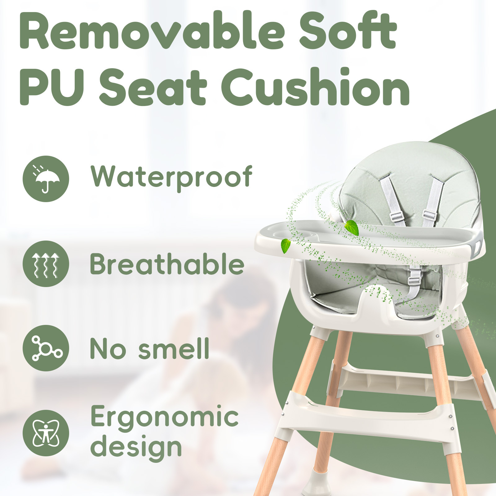 Baby High Chair 6 Months+, 4-in-1 Convertible Highchair for Babies & Toddlers with Adjustable Footrest, Detachable Double Tray, Toy Storage Basket, Easy to Clean Toddler Dining Chair for Boys & Girls