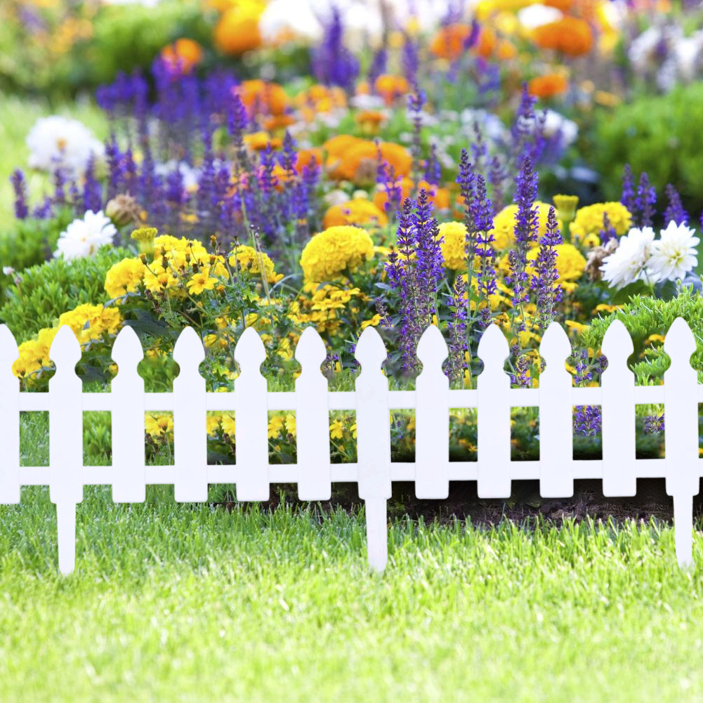 TEMU 4pcs Set - Plastic Garden Fence, White Shrub Fence Board For Lawn, Spliced Lawn Fence, Practical Garden Fence, Size 48x29cm/18.9x11.42 Inches