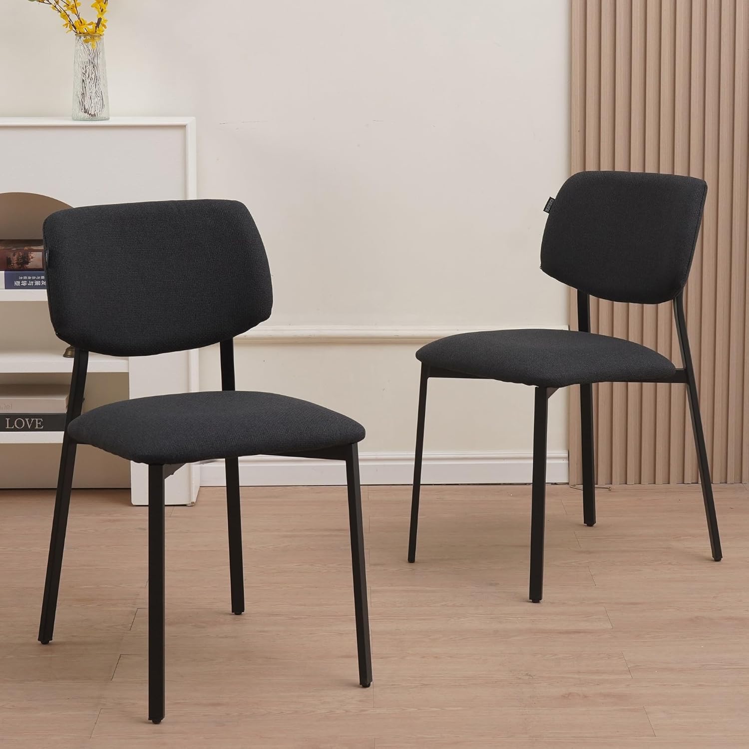 Image of Designer Chair A21 - 4pcs Set Dining Chair Upholstered With Fabric Cover, Modern Kitchen Chair With Backrest, Chair Dining Room & Dining Table, Loadable Up To 110 Kg - Grey
