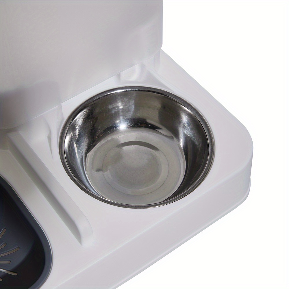 2 in 1 Automatic Pet Feeder Cat Dog Food Dispenser Water Fountain Drink Bowl, with Stainless Steel Food Bowl, 2.2L Food Capacity and 1L Water Capacity Feeder Food Water Dispenser Bowl Automatic Dog Cat Bottle Pet Feeding, 29*24*26cm