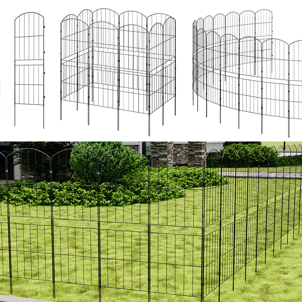 10pcs decorative garden yard fencing metal wire border   fence panels   1ft l x 37 7in h   metal wire fencing border animal barrier for dog flower   for landscape patio yard outdoor arched 31x96cm each panel