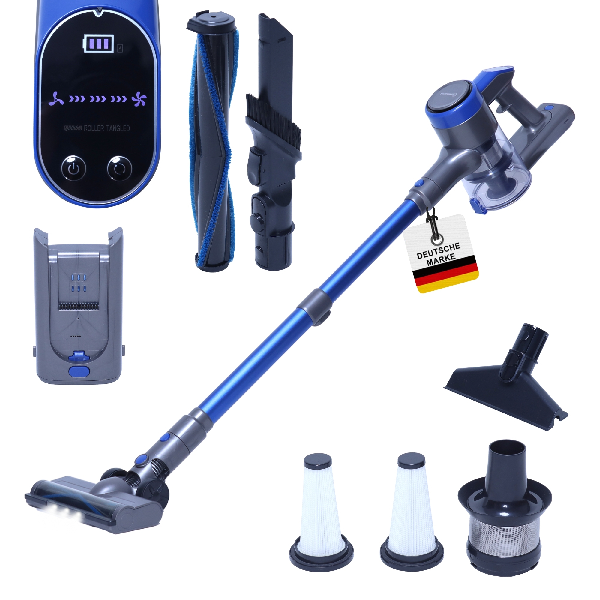 Image of Battery Vacuum Cleaner -150 | Led Cordless Vacuum Stick Vacuum | 3in1 Device | 3-stage Turbo Vacuum With 45min And Quick Charging | For 300m² | Carpet Hard Floors Pet Hair