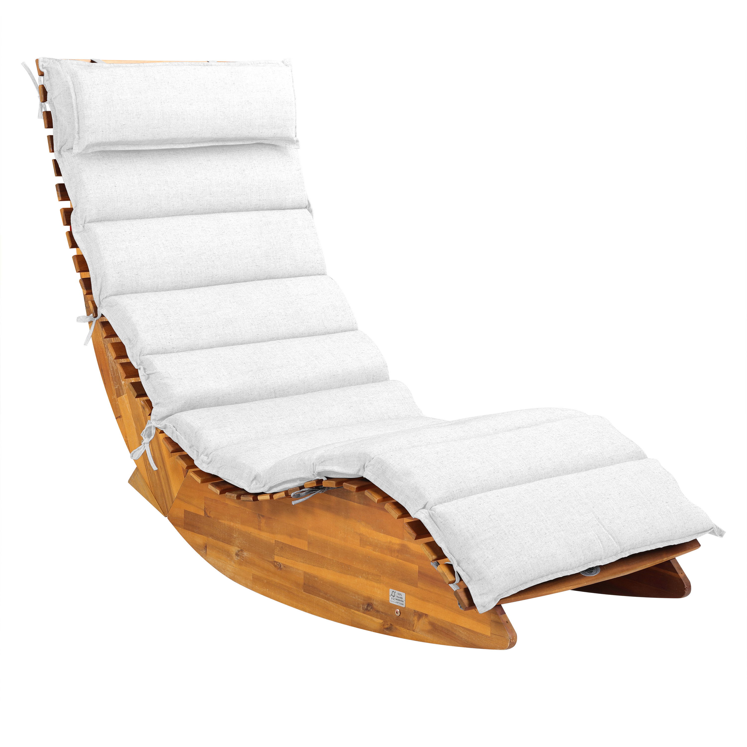 Detex® Water-repellent Lounger Cushion With Headrest Cover, Lounger Pad, Sauna Lounger, Garden Lounger, Cream