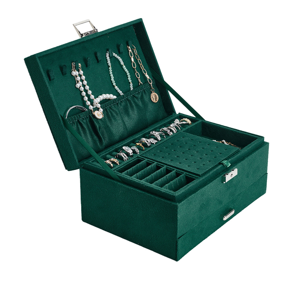 TEMU Large Jewelry Organizer Box For Women And Men, Jewelry Box With Lock And Drawers, 3-tier Display Case, Varying Compartments For Necklace,