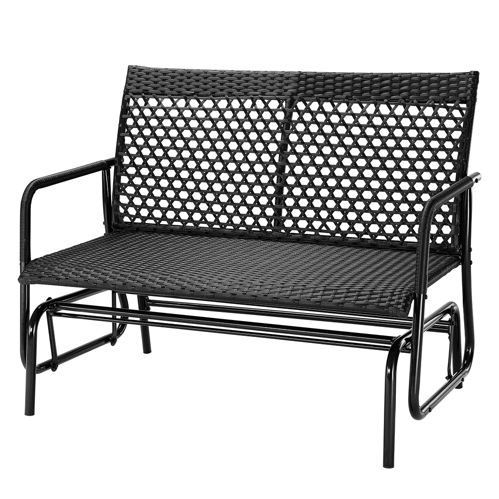 TEMU Bakaji 2-seater Outdoor Rattan Rocking Bench, Garden Bench, Ergonomic Rocking Sofa With Uv And Weather-resistant Frame, Suitable For , Patios