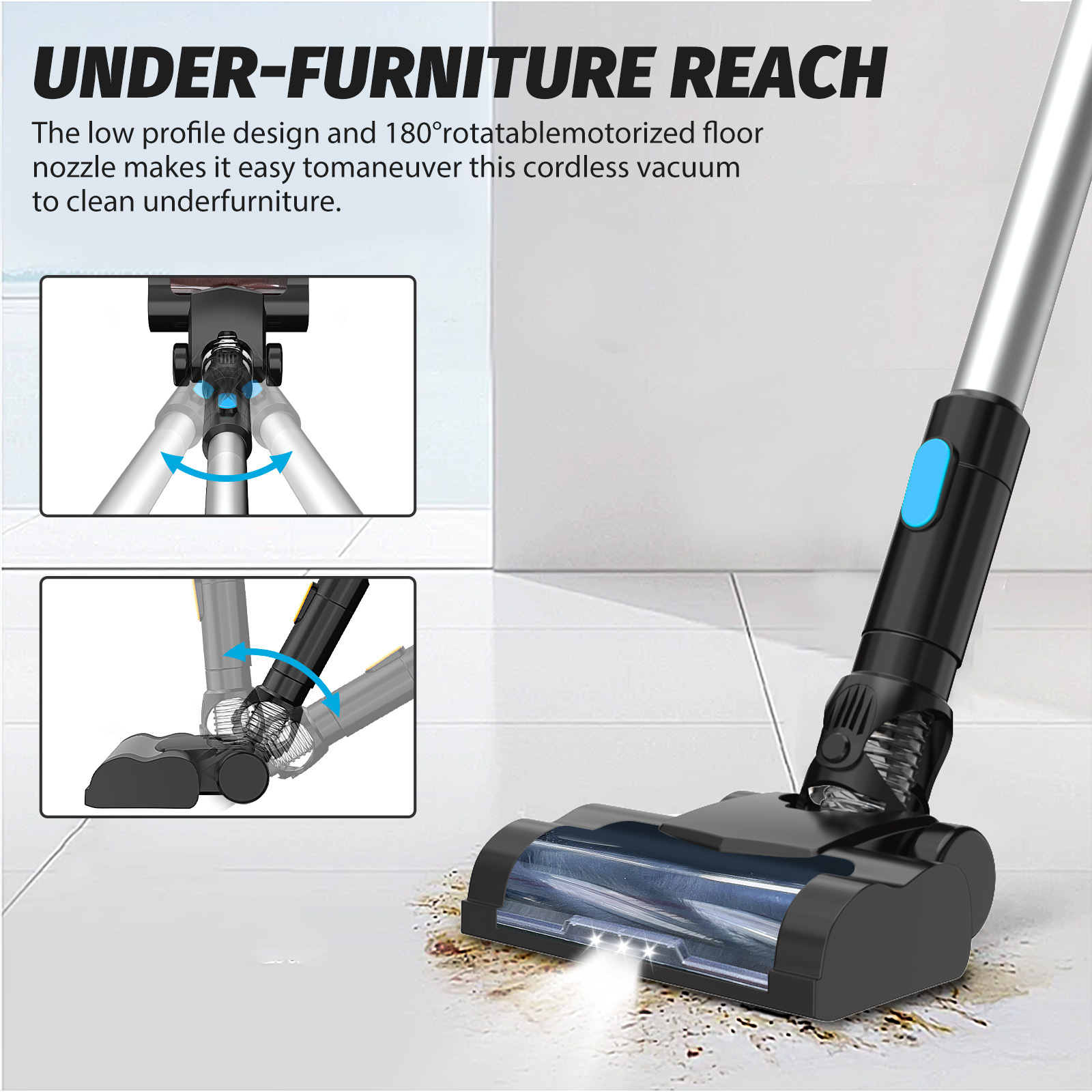 3in1 Cordless Vacuum Cleaner Compatible with Makita 18V Battery, With 2X Rechargeable Batteries, LED Display, Lightweight Handheld Vacuum Cleaner for Carpet, Hardwood Floor, Pet Hair, Car