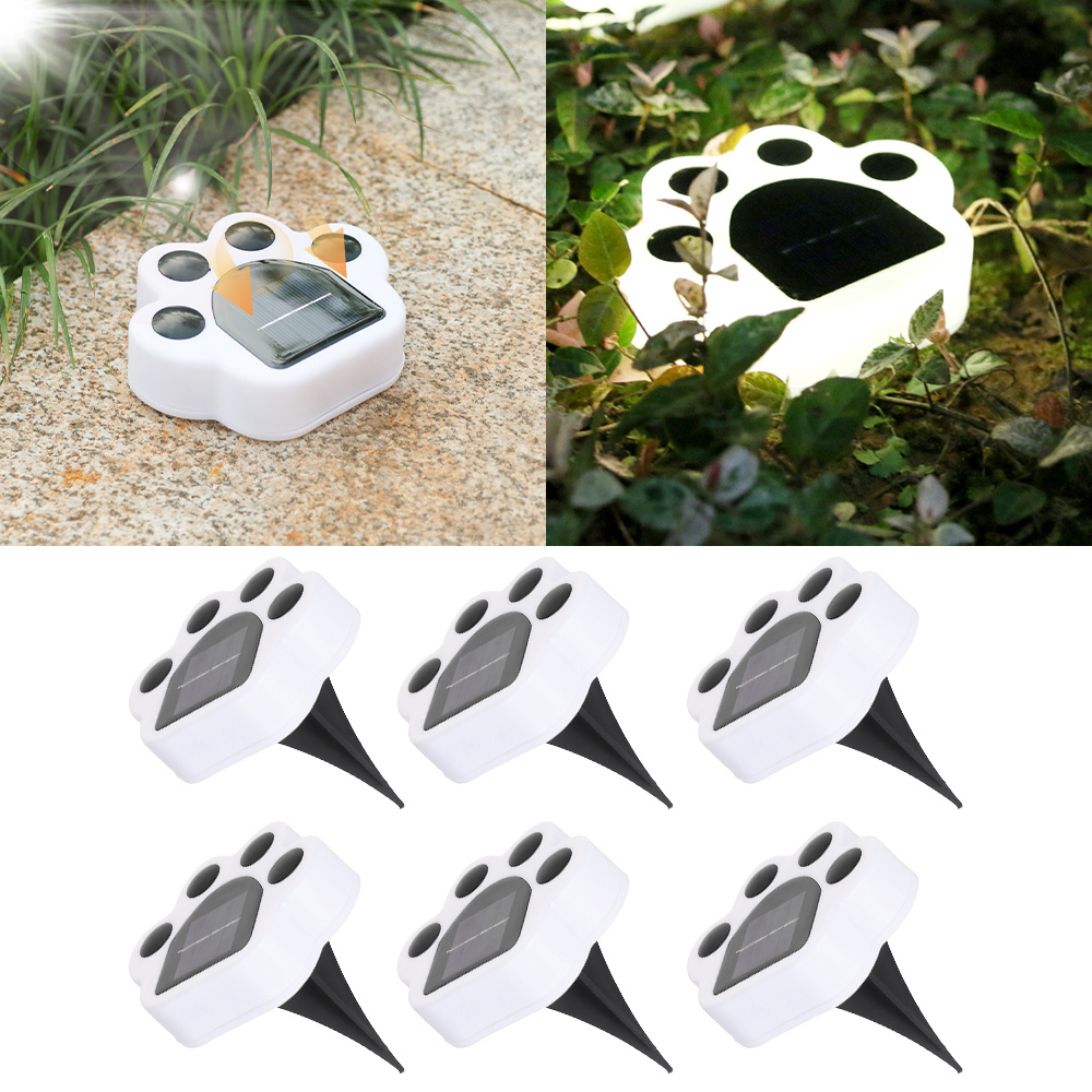 Image of Pathway Lights, 6 Pack Solar Powered Outdoor Decorations For Garden, Auto Cute Animal Paw Print Led Landscape Lighting For Lawn, Yard, Patio, Halloween Christmas Festivals-6 /4/ 2 Pack Options