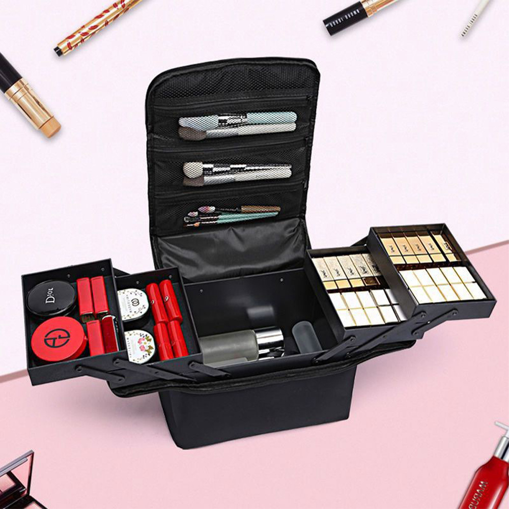 TEMU Large Girls Vanity Case, Oxford Fabric Makeup Storage Box With Shoulder Strap, Travel Jewelry Organiser Luggage, Makeup Beauty Box For Cosmetic