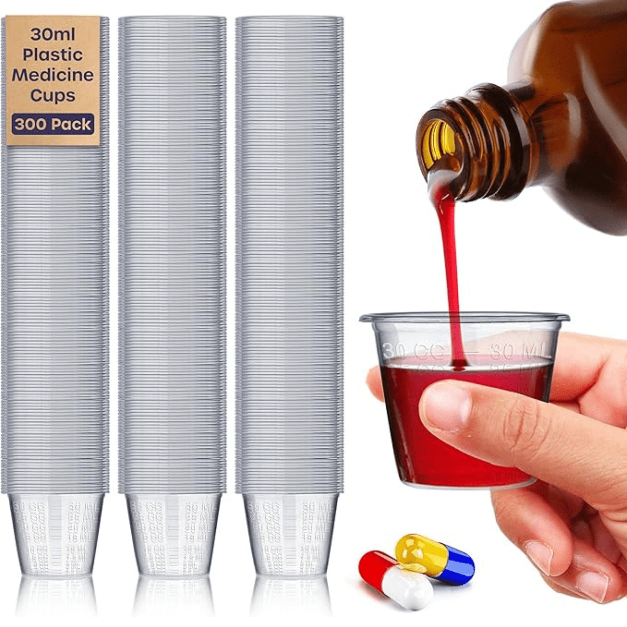 TEMU Plastic Cups - Reusable Measuring Cups Medicine, Baking, Mouthwash, Mixing