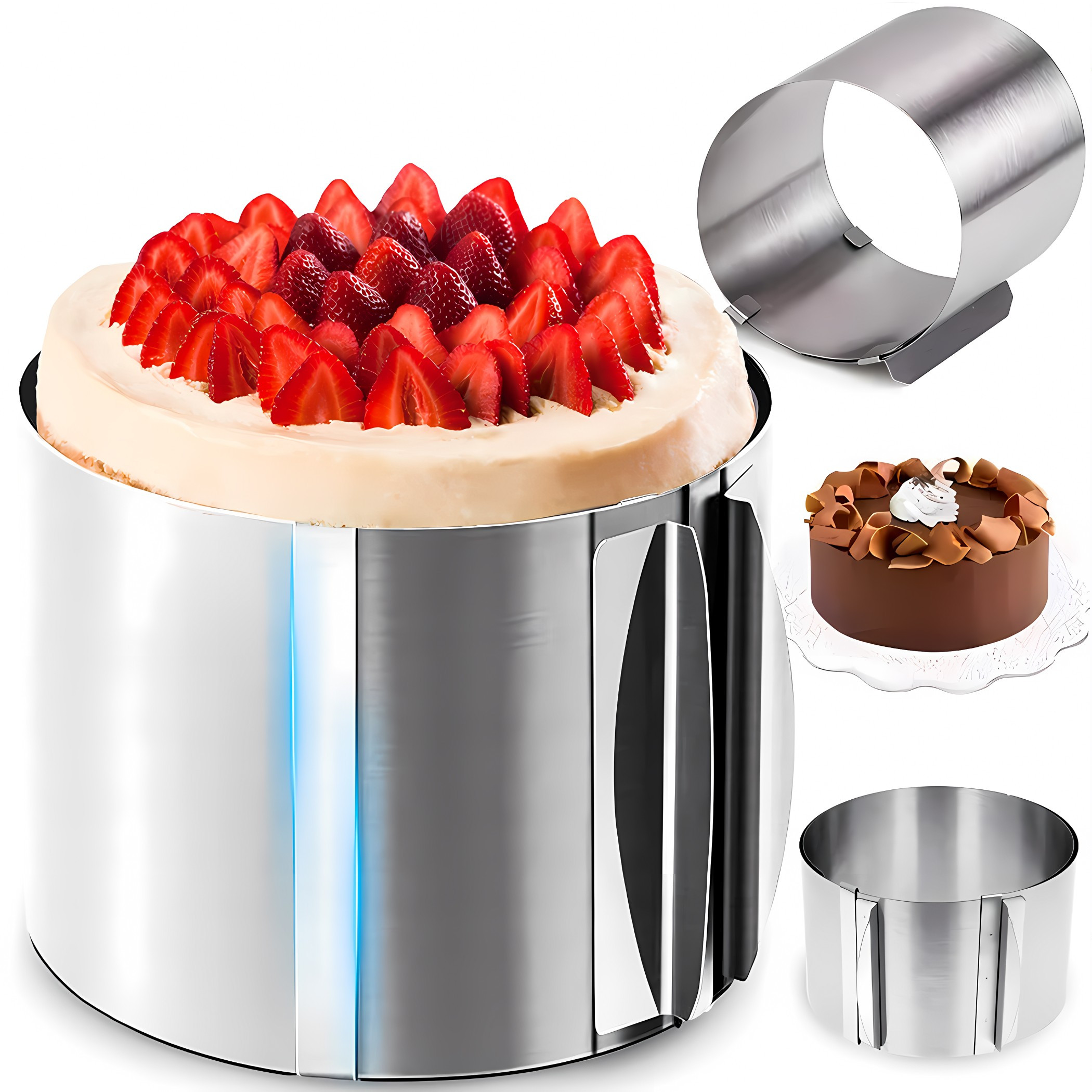 TEMU Retoo Springform, Cake Mold, Cake Pan With Scale, Removable Bottom Cake Pan, Adjustable Round Cake Edge, Baking And Cooling Edge,