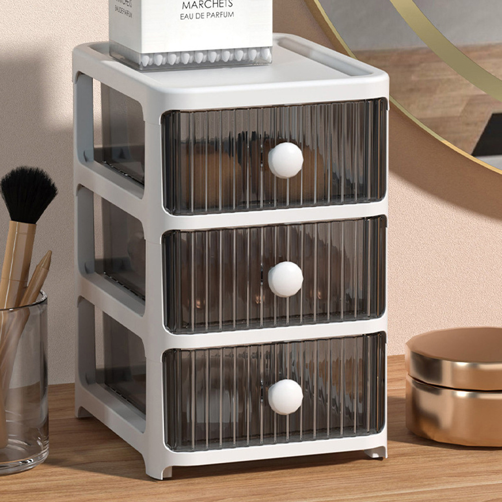 TEMU 3 Tier Plastic Clear Storage Drawers Tower Office Desktop Bathroom Make Up Organiser, Makeup Storage Organizer, Skincare Organisers Cosmetic
