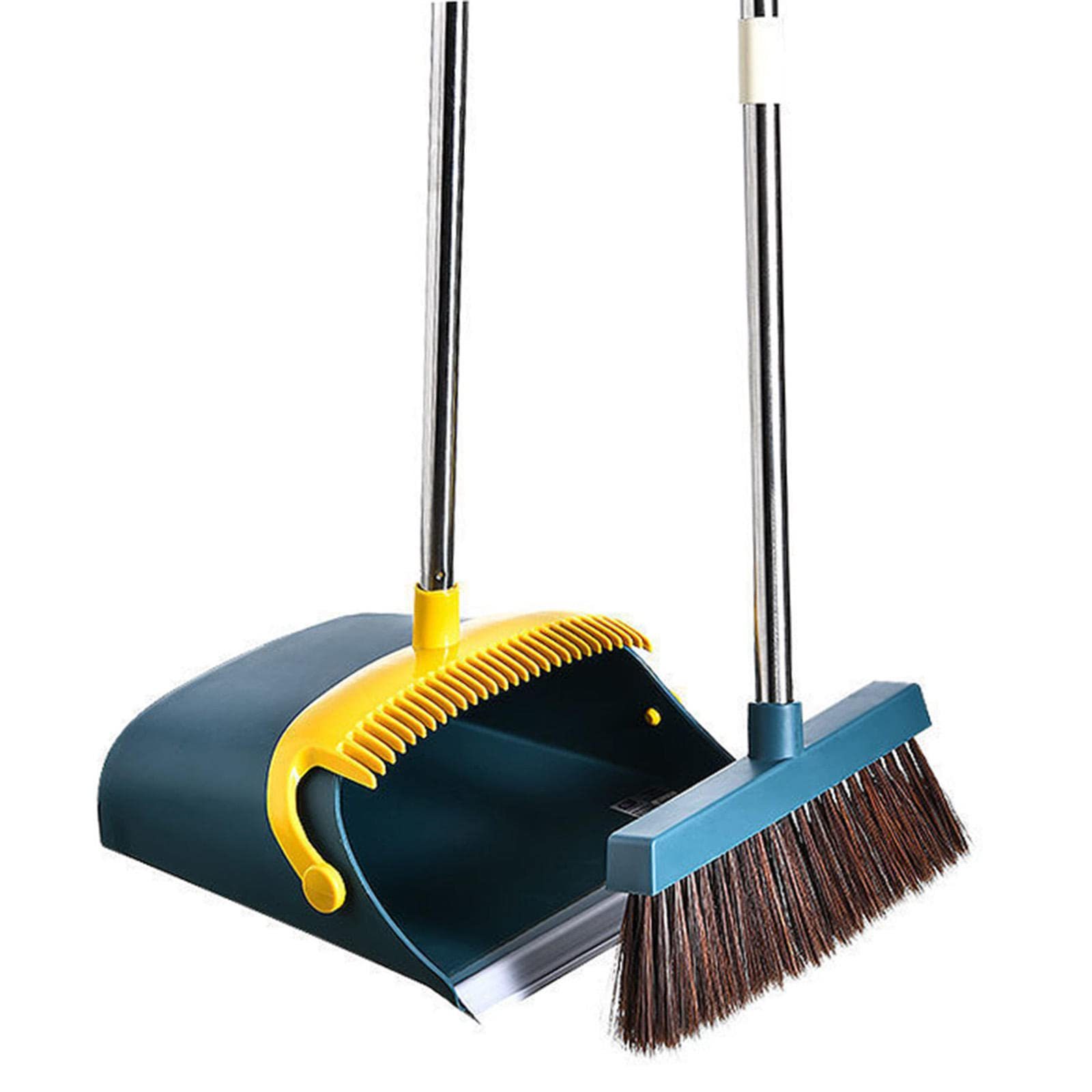 TEMU Broom And Dustpan Set With Long Handle, 180 Degree Rotatable Sweeper And Dustpan Combo, Broom And Dustpan Set Contains 30pcs Electrostatic Dust