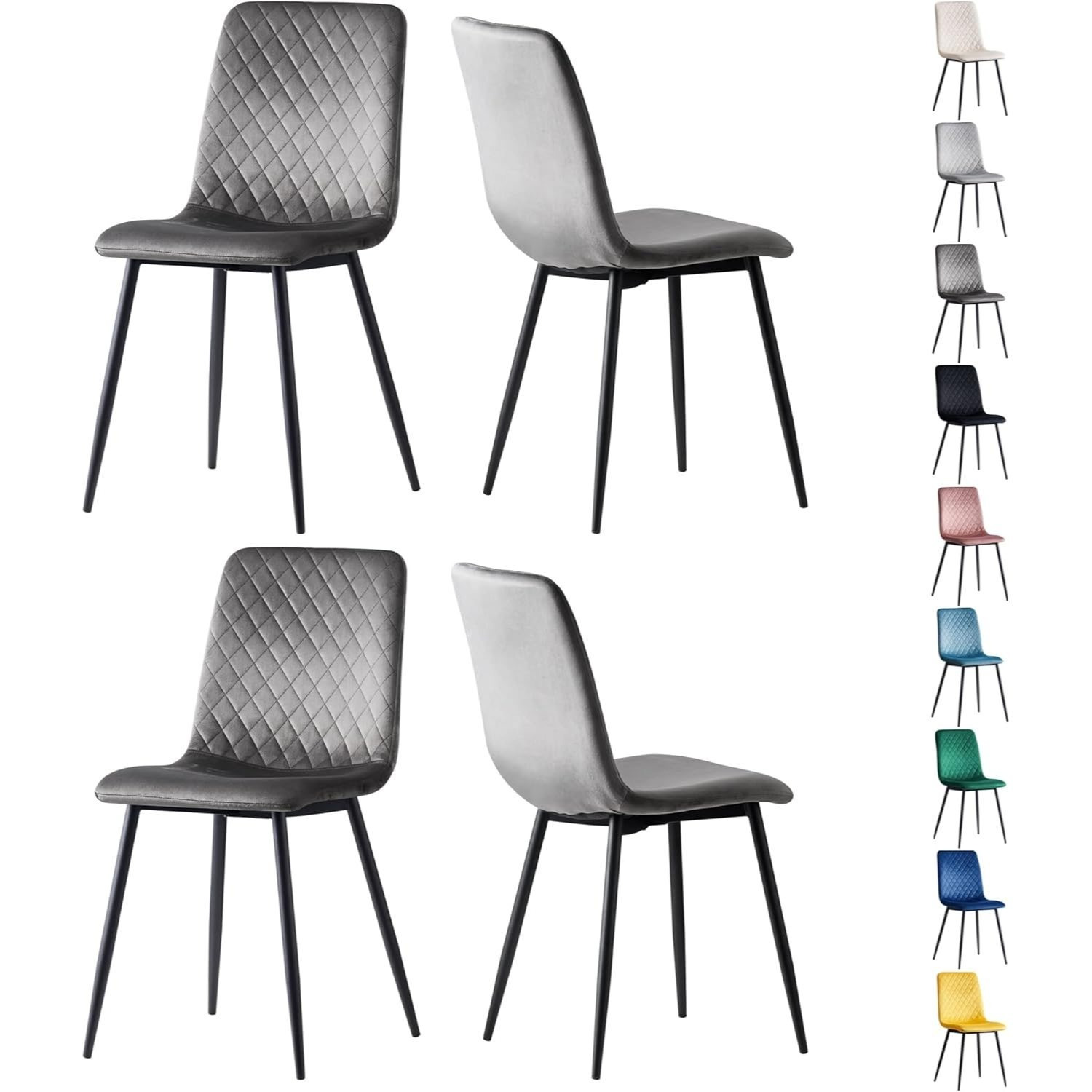 TEMU 4-piece Set Of Velvet Dining Chairs With Metal Legs, Chairs, Designer Chairs