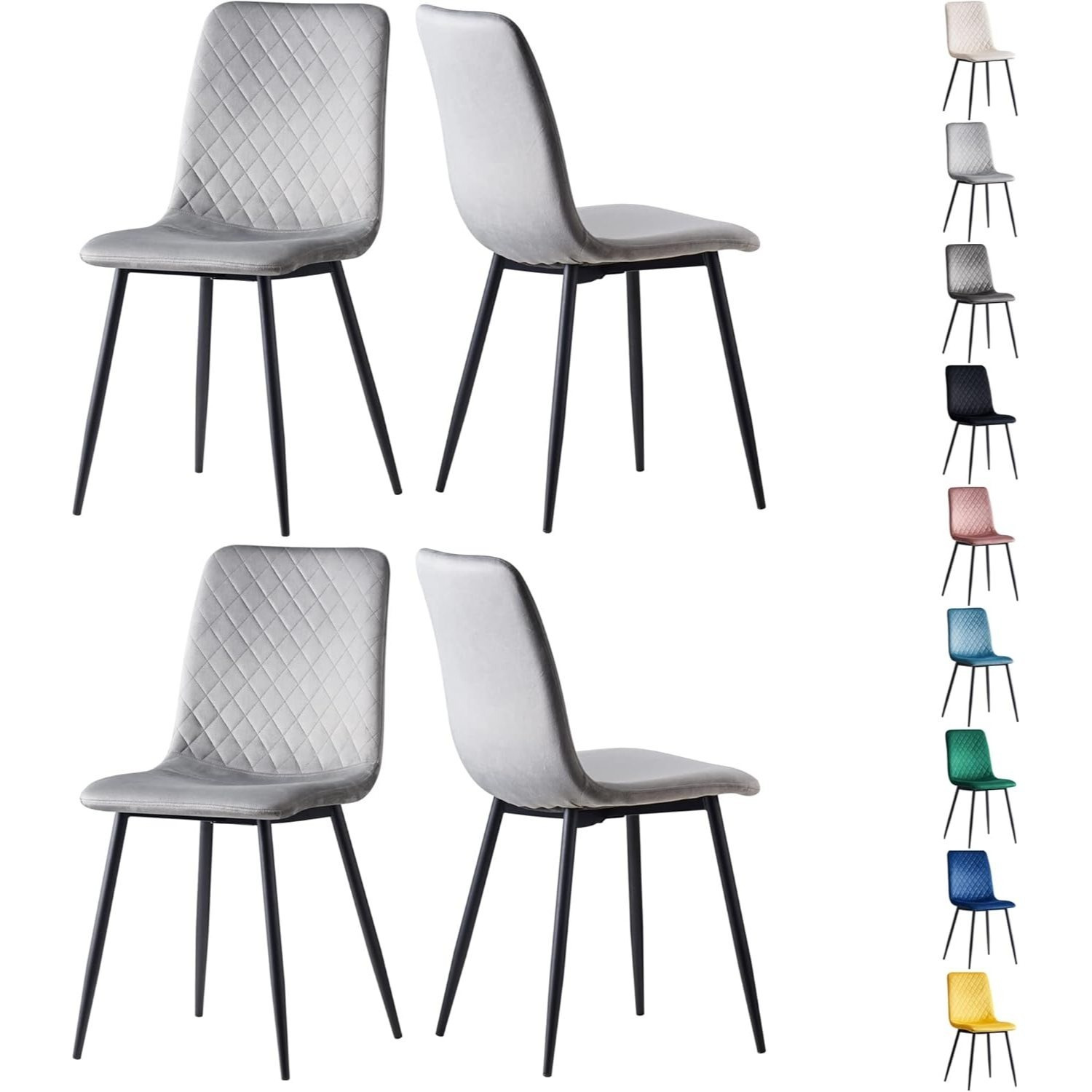 TEMU Sillas de comedor MCC Direct en conjunto de 4 piezas Hechas de terciopelo, patas de metal, sillas , sillas de diseño