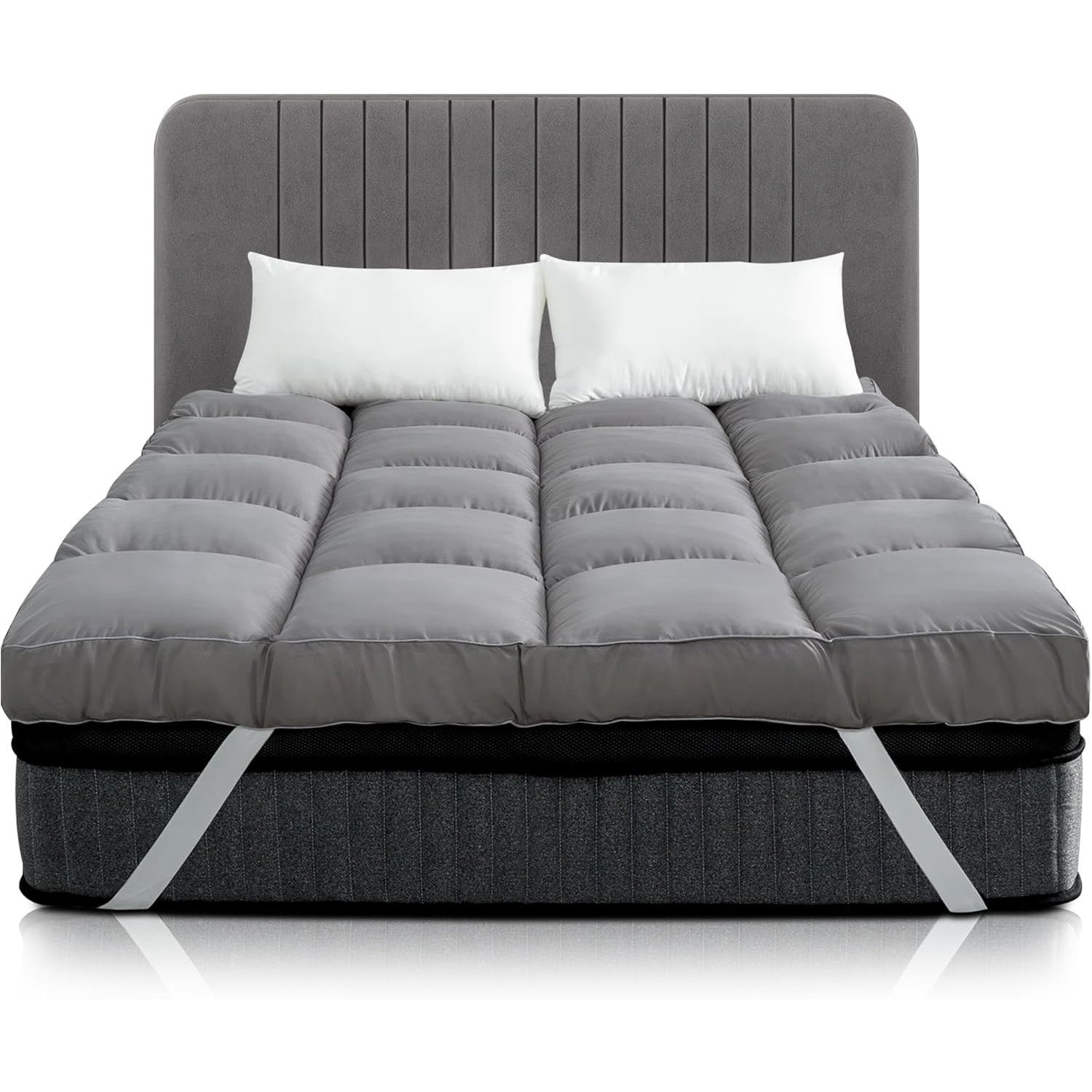 MRK Mattress Topper 4 Inch - 10cm Deep Microfiber 1500GSM Heavy Fill Supper Soft and Fluffy All Size Single 4ft Double King Superking Box Stitched Elastic CornerFree Shipping All Over Uk