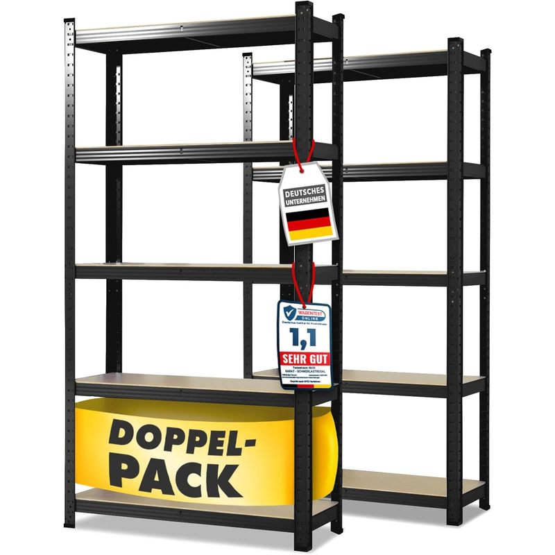 TEMU Heavy-duty Shelving Set Of 2 â Metal Shelving With 875 Kg Load Capacity, Workshop Shelving With 5 Shelves, Plug-in System, Sizes & Colors