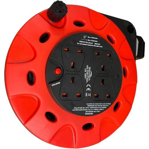 way extension reel 10m 13a power cable lead thermal cut out plug holder ideal for garden workshop diy