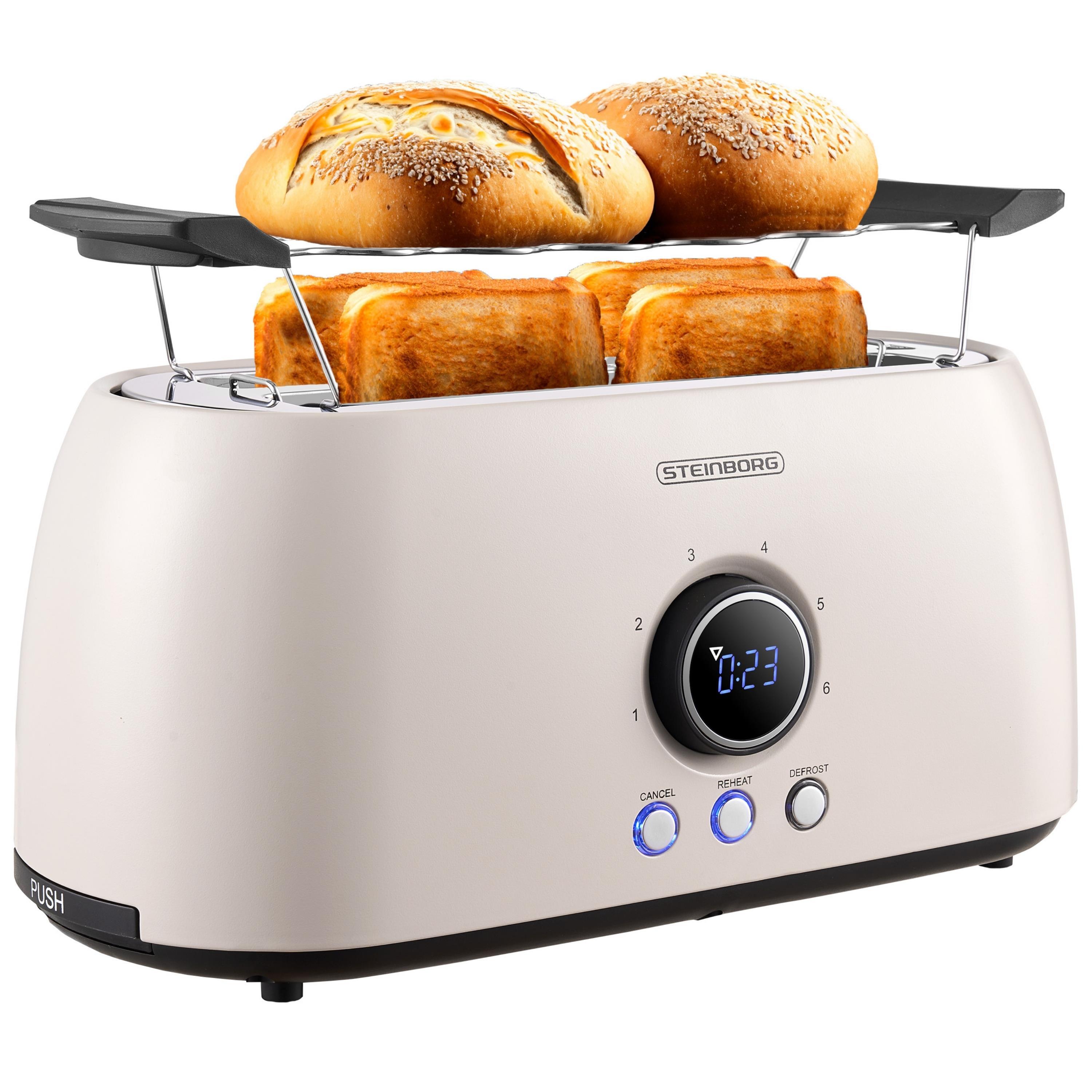 TEMU Xxl 4 Toaster Beige Digital Display Toaster Large Toaster Elegant Toaster Wide Toaster Long Toaster With Bagel Attachment