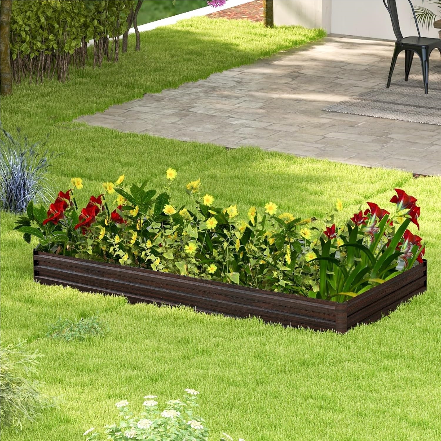 Image of Raised Metal Bed, Bed, Vegetable Bed, Plant Bed, Flower Bed, Garden Bed For Vegetables, Fruit, Herbs, Flowers, 240 X 120 X 30 Cm