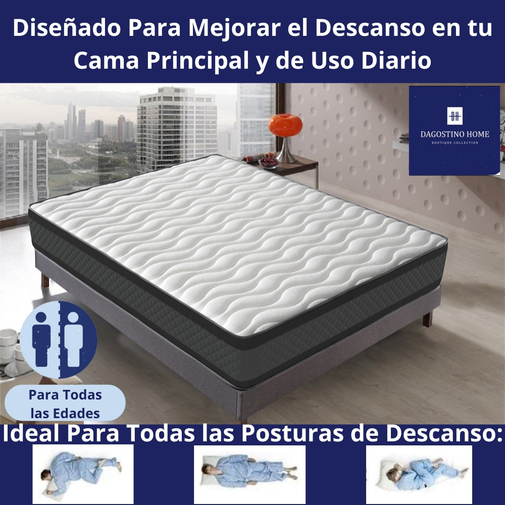 TEMU Colchón ANATÓMICO PREMIUM Visco | 20cm | Firmeza Ideal para Molestias de Espalda | Cara Invierno-Verano | Ultra Transpirable | DAGOSTINO HOME