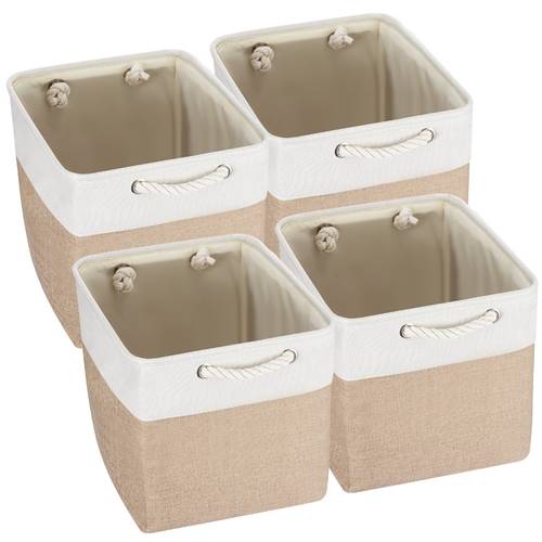 4x collapsible organiser 33x33x38 cm shelf basket with handles for shelves closets and wardrobes fabric storage basket