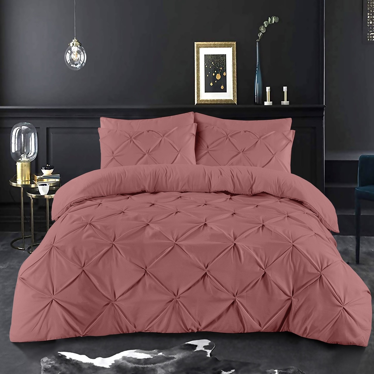 K&A® Pintuck Pinch Pleat Duvet Cover Set with Zipper Closure including Pillowcase – Ultrasoft Brushed Microfiber – Easy Care & Machine Washable