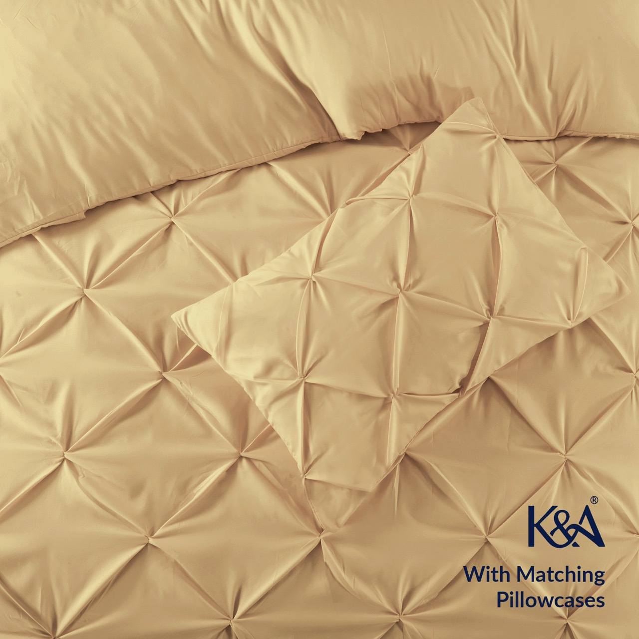 K&A® Pintuck Pinch Pleat Duvet Cover Set with Zipper Closure including Pillowcase – Ultrasoft Brushed Microfiber – Easy Care & Machine Washable