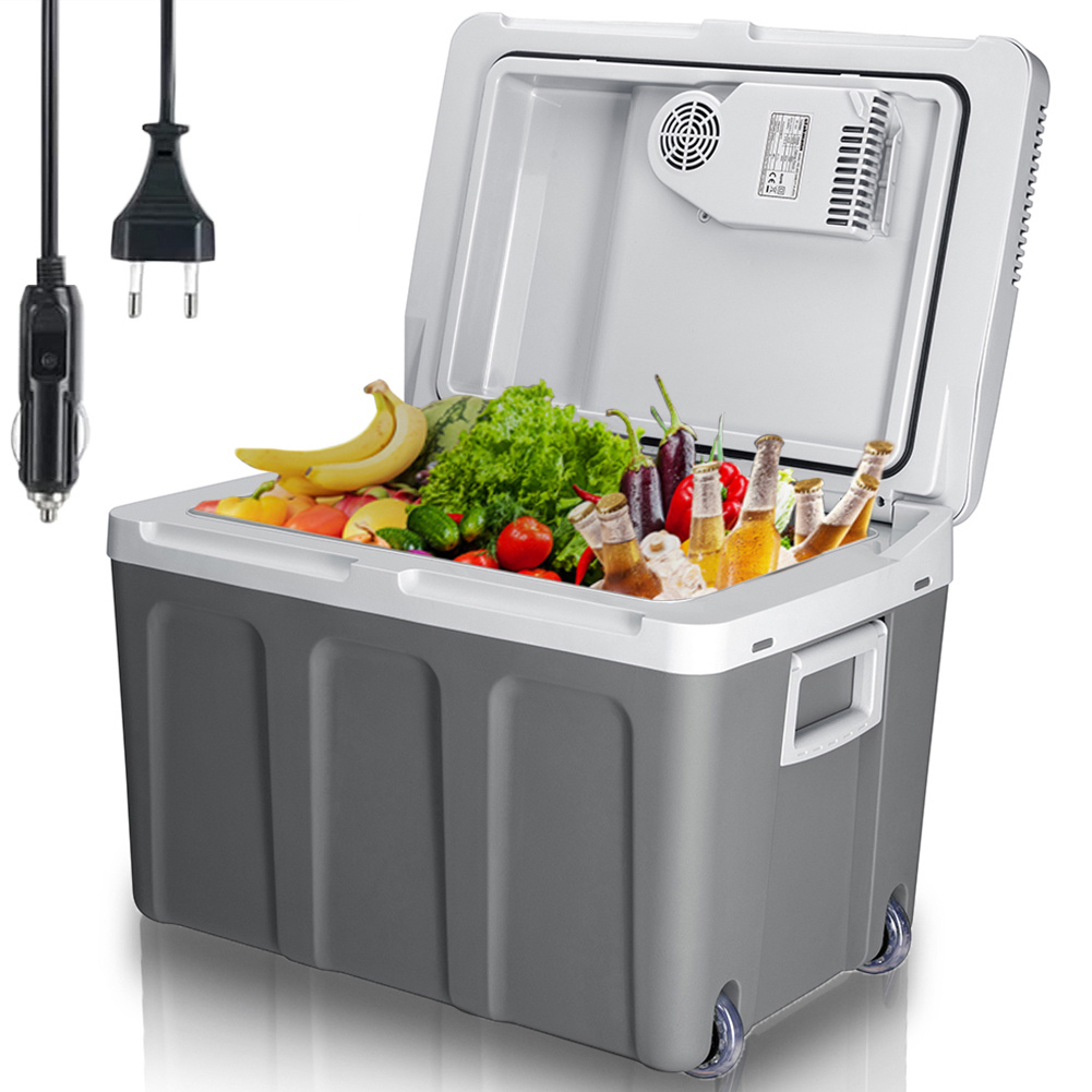 Image of Portable 40l Electric Car Refrigerator, Mini Fridge With Ergonomic Handle, 230v & 12v Plug, Mode For Trucks, Cars, Boats, Camping, Rvs