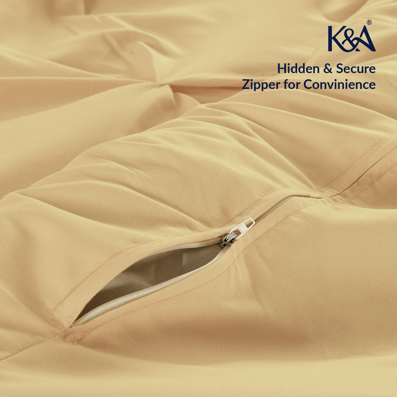 K&A® Pintuck Pinch Pleat Duvet Cover Set with Zipper Closure including Pillowcase – Ultrasoft Brushed Microfiber – Easy Care & Machine Washable