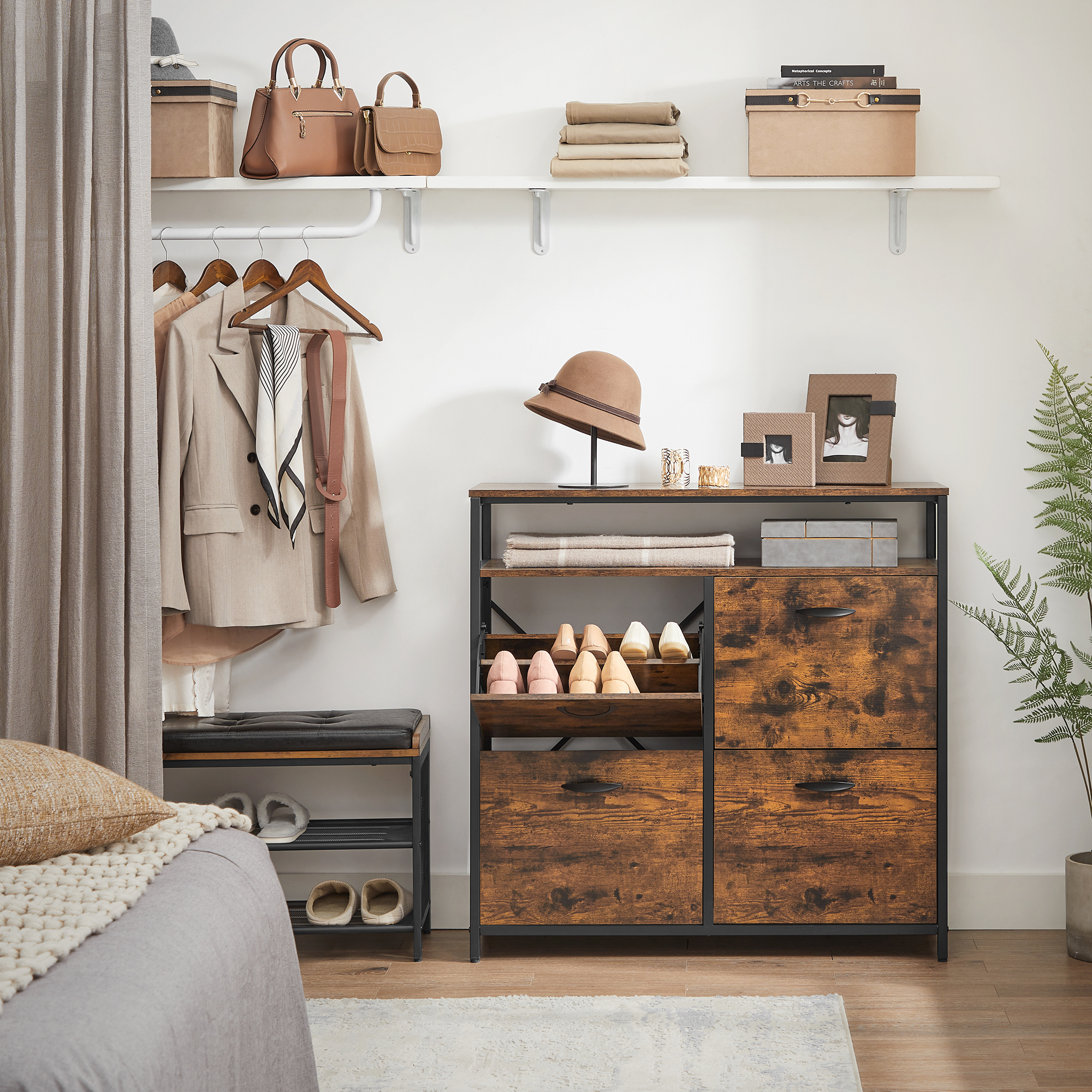 Shoe Rack, Narrow Shoe Shelf, Shoe Caddy, Space-, Dust-tight, For Hallway, Storage Drawer Units