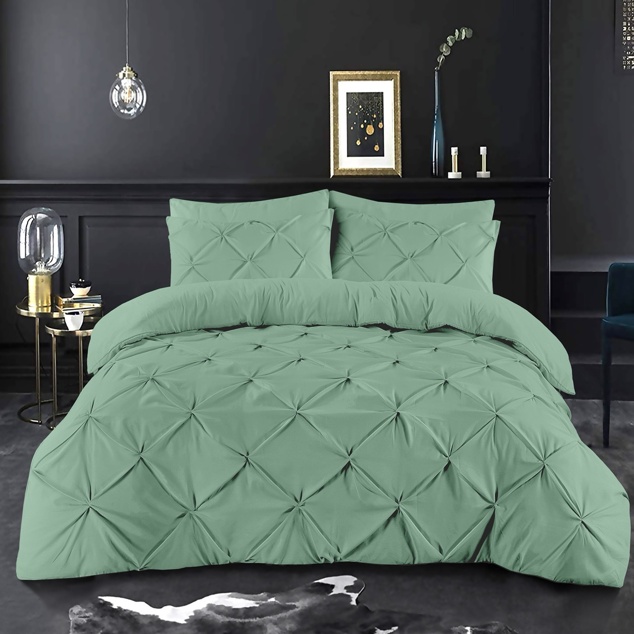 K&A® Pintuck Pinch Pleat Duvet Cover Set with Zipper Closure including Pillowcase – Ultrasoft Brushed Microfiber – Easy Care & Machine Washable