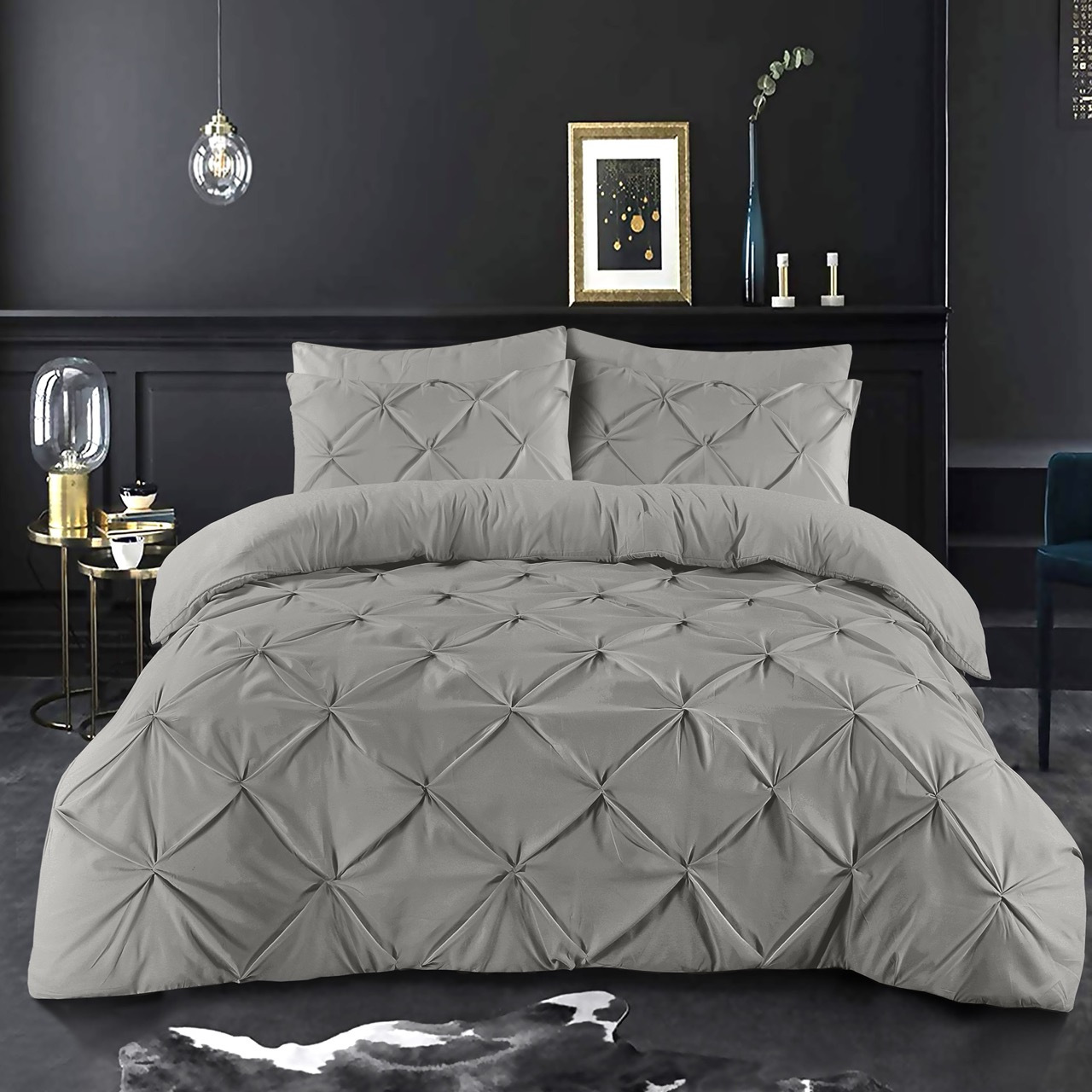 K&A® Pintuck Pinch Pleat Duvet Cover Set with Zipper Closure including Pillowcase – Ultrasoft Brushed Microfiber – Easy Care & Machine Washable