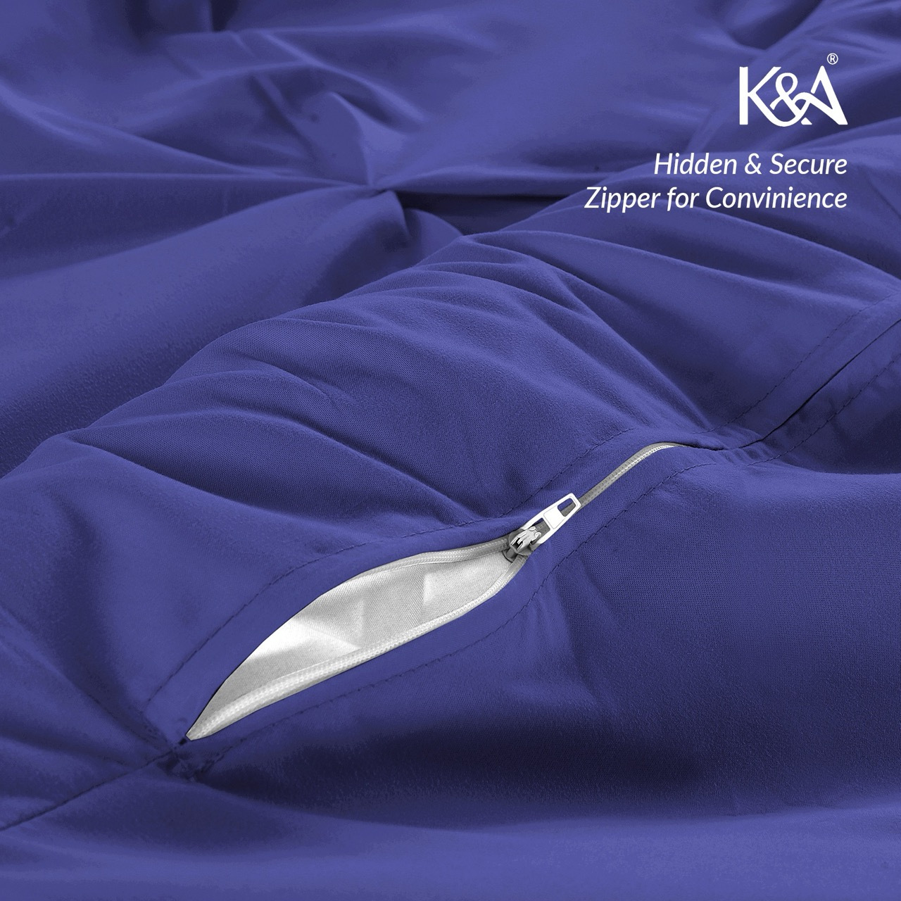 K&A® Pintuck Pinch Pleat Duvet Cover Set with Zipper Closure including Pillowcase – Ultrasoft Brushed Microfiber – Easy Care & Machine Washable