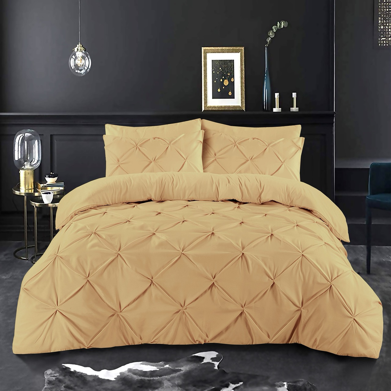 K&A® Pintuck Pinch Pleat Duvet Cover Set with Zipper Closure including Pillowcase – Ultrasoft Brushed Microfiber – Easy Care & Machine Washable