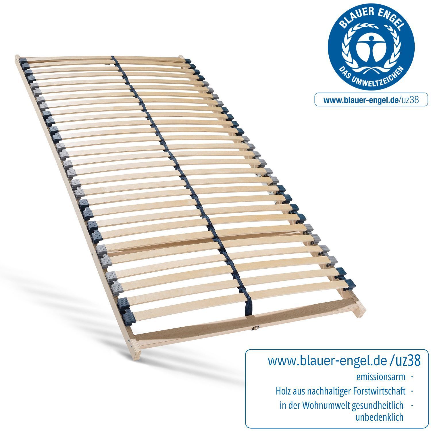 Slatted Frame, 7-zone Slatted Frame With Sturdy Wood Frame, 28 Slats, Made In Germany, Self-assembly, Load Capacity . 150kg, Flexible Slats