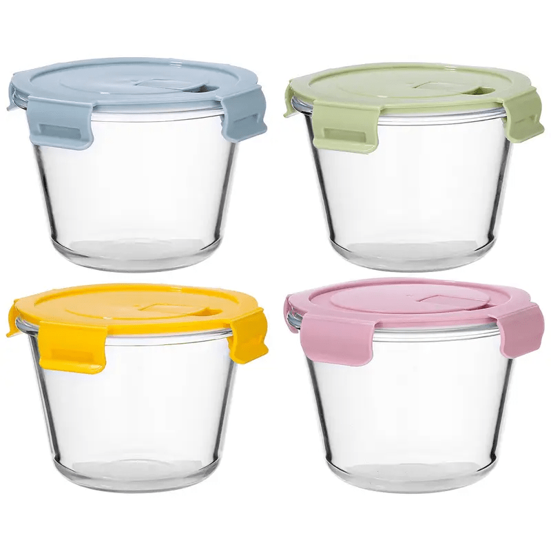 E-shop 4er-Pack Mahlzeitvorbereitungbehälter, wiederverwendbare Glas-Schüsseln mit luftdichten Deckeln, auslaufsichere Glasbehälter, Mikrowelle,