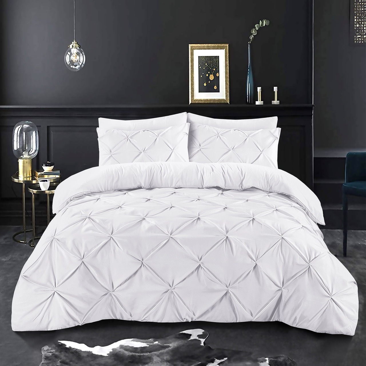 K&A® Pintuck Pinch Pleat Duvet Cover Set with Zipper Closure including Pillowcase – Ultrasoft Brushed Microfiber – Easy Care & Machine Washable