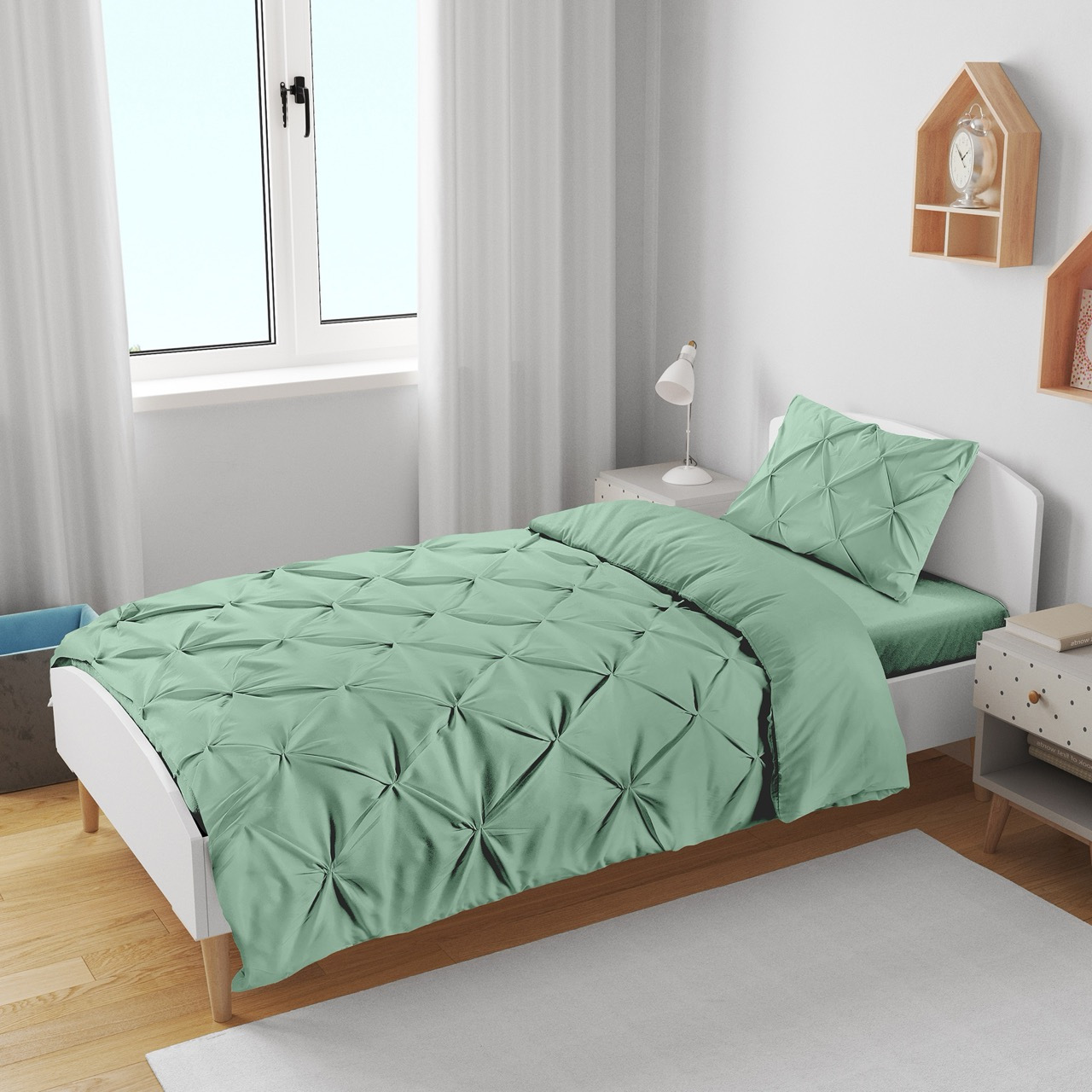 K&A® Pintuck Pinch Pleat Duvet Cover Set with Zipper Closure including Pillowcase – Ultrasoft Brushed Microfiber – Easy Care & Machine Washable