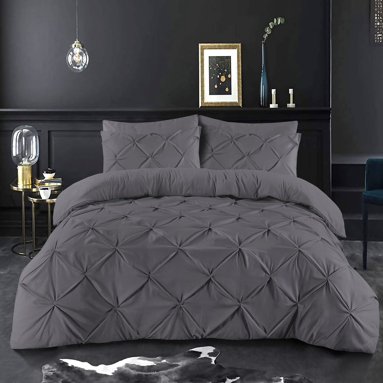 K&A® Pintuck Pinch Pleat Duvet Cover Set with Zipper Closure including Pillowcase – Ultrasoft Brushed Microfiber – Easy Care & Machine Washable