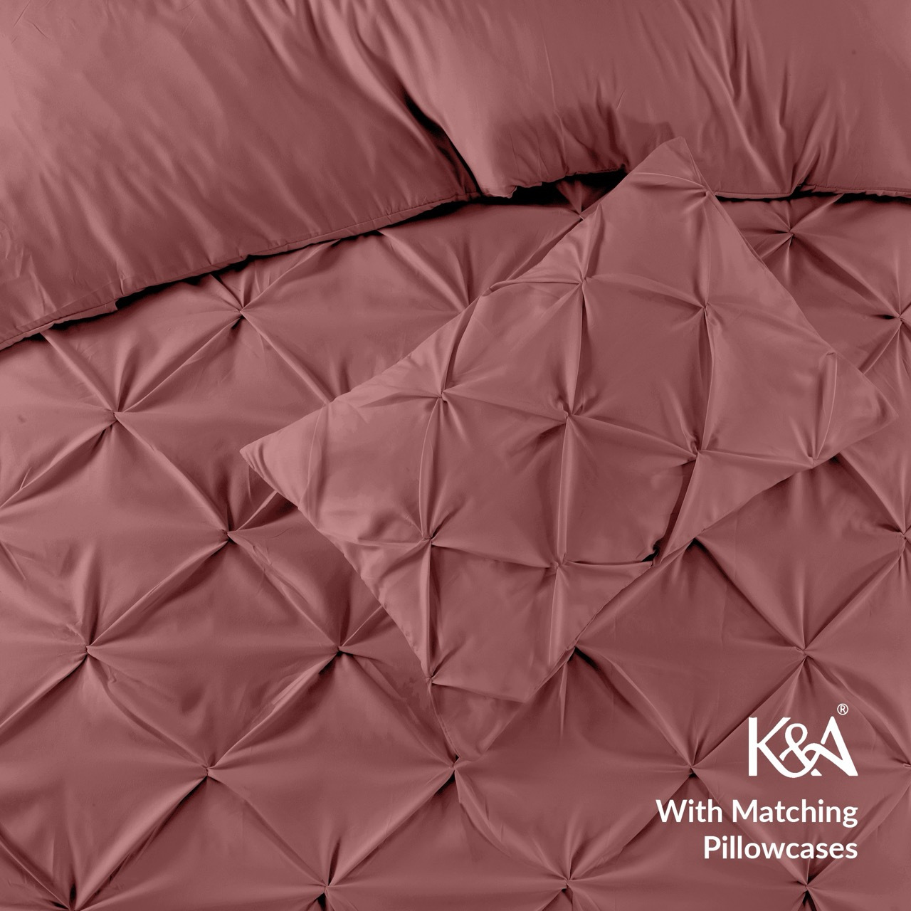 K&A® Pintuck Pinch Pleat Duvet Cover Set with Zipper Closure including Pillowcase – Ultrasoft Brushed Microfiber – Easy Care & Machine Washable