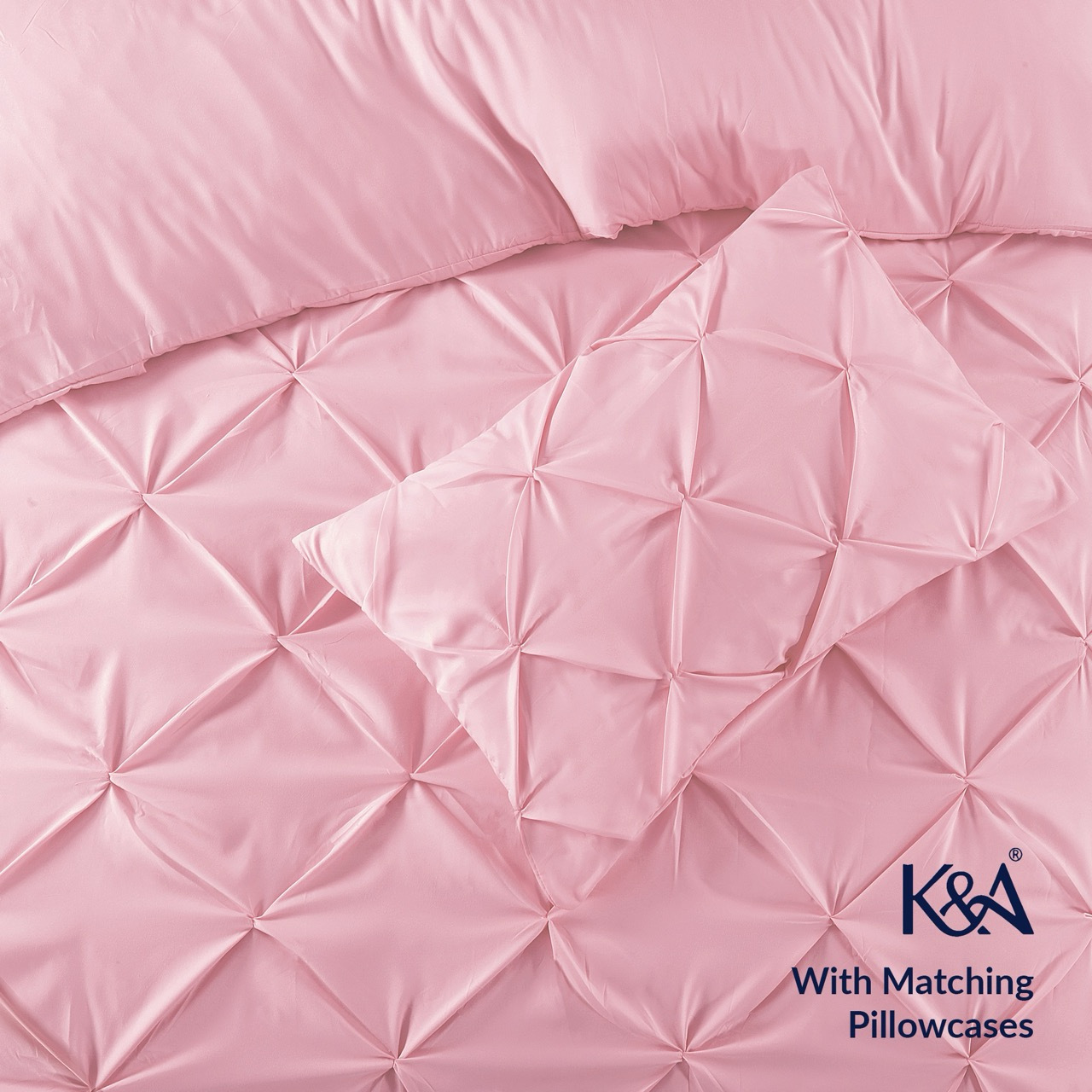 K&A® Pintuck Pinch Pleat Duvet Cover Set with Zipper Closure including Pillowcase – Ultrasoft Brushed Microfiber – Easy Care & Machine Washable