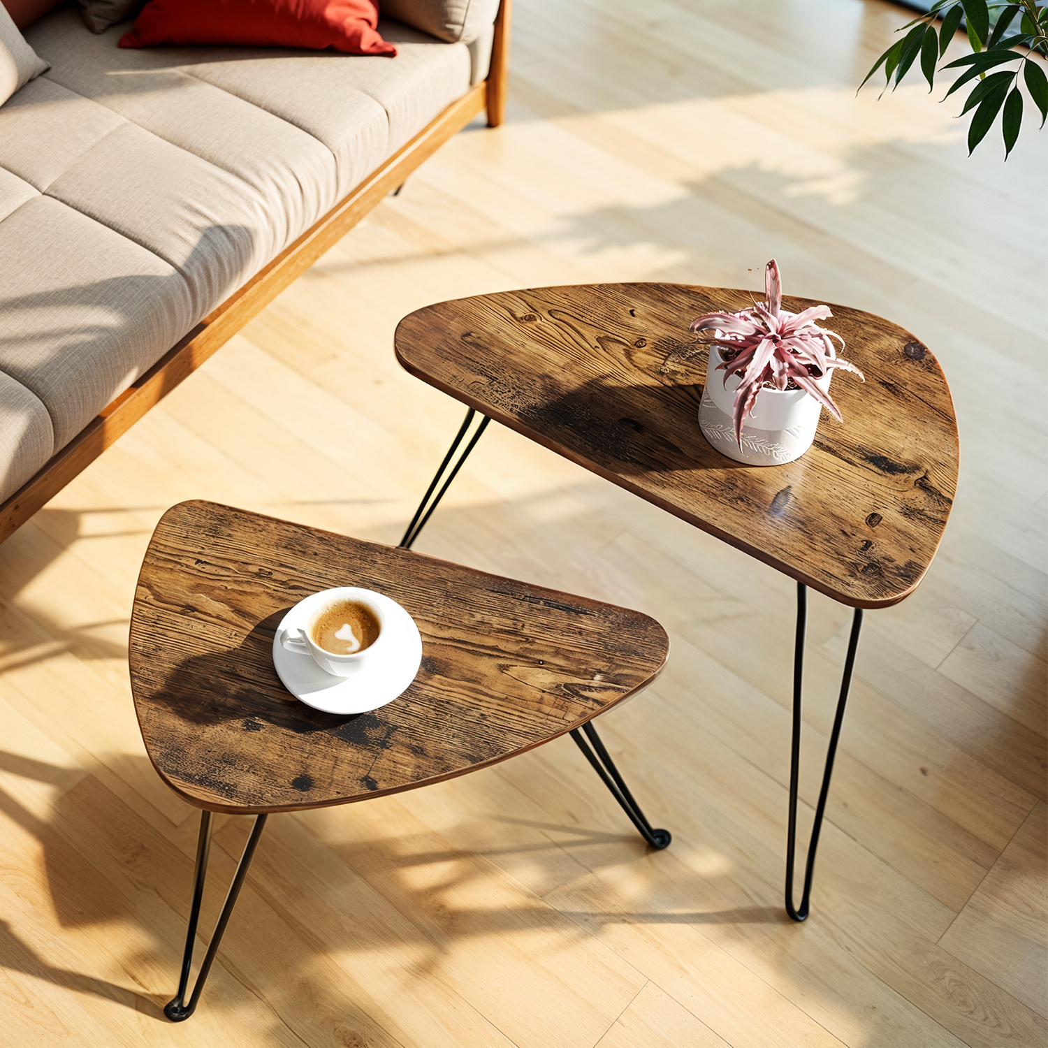 Image of 2pcs Side Tables Side Tables Coffee Tables For Living Room, Dining Room, Bedroom, Industrial Style, And Black
