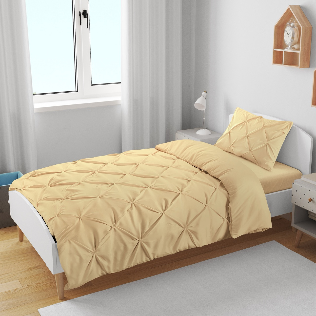 K&A® Pintuck Pinch Pleat Duvet Cover Set with Zipper Closure including Pillowcase – Ultrasoft Brushed Microfiber – Easy Care & Machine Washable