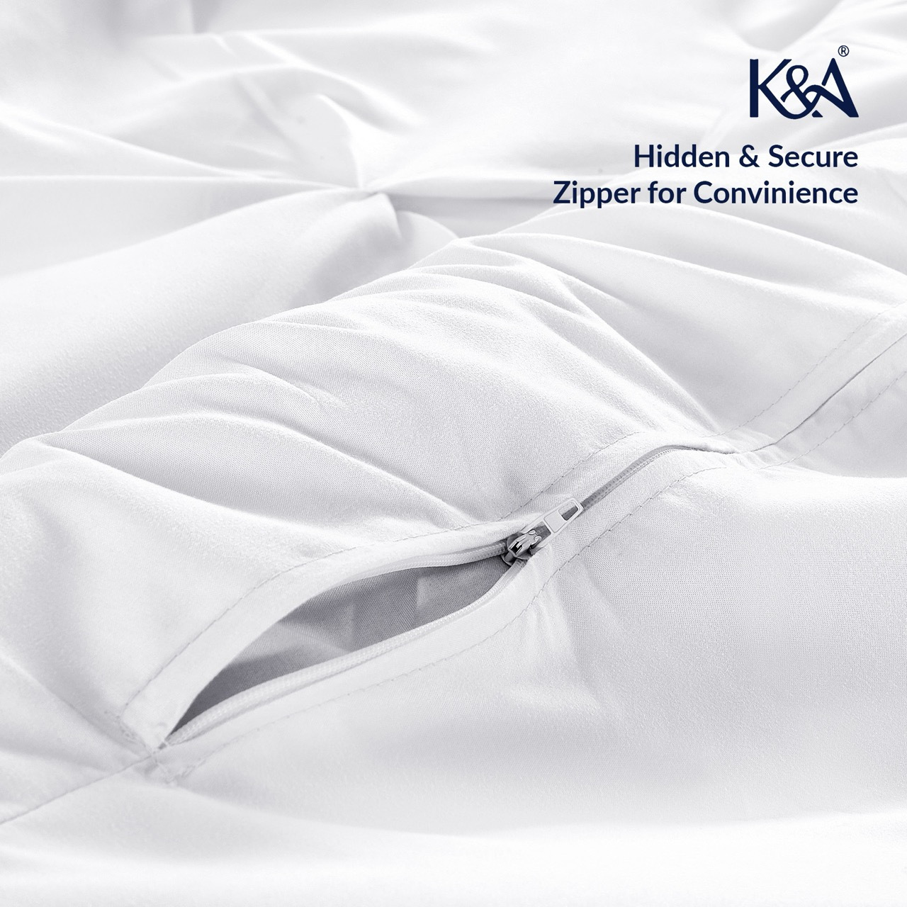 K&A® Pintuck Pinch Pleat Duvet Cover Set with Zipper Closure including Pillowcase – Ultrasoft Brushed Microfiber – Easy Care & Machine Washable