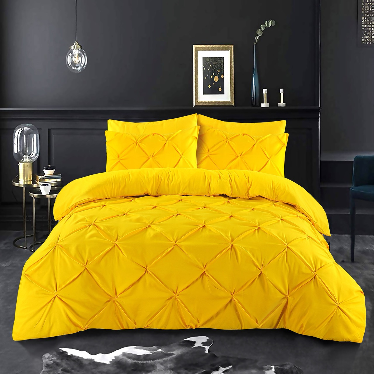 K&A® Pintuck Pinch Pleat Duvet Cover Set with Zipper Closure including Pillowcase – Ultrasoft Brushed Microfiber – Easy Care & Machine Washable