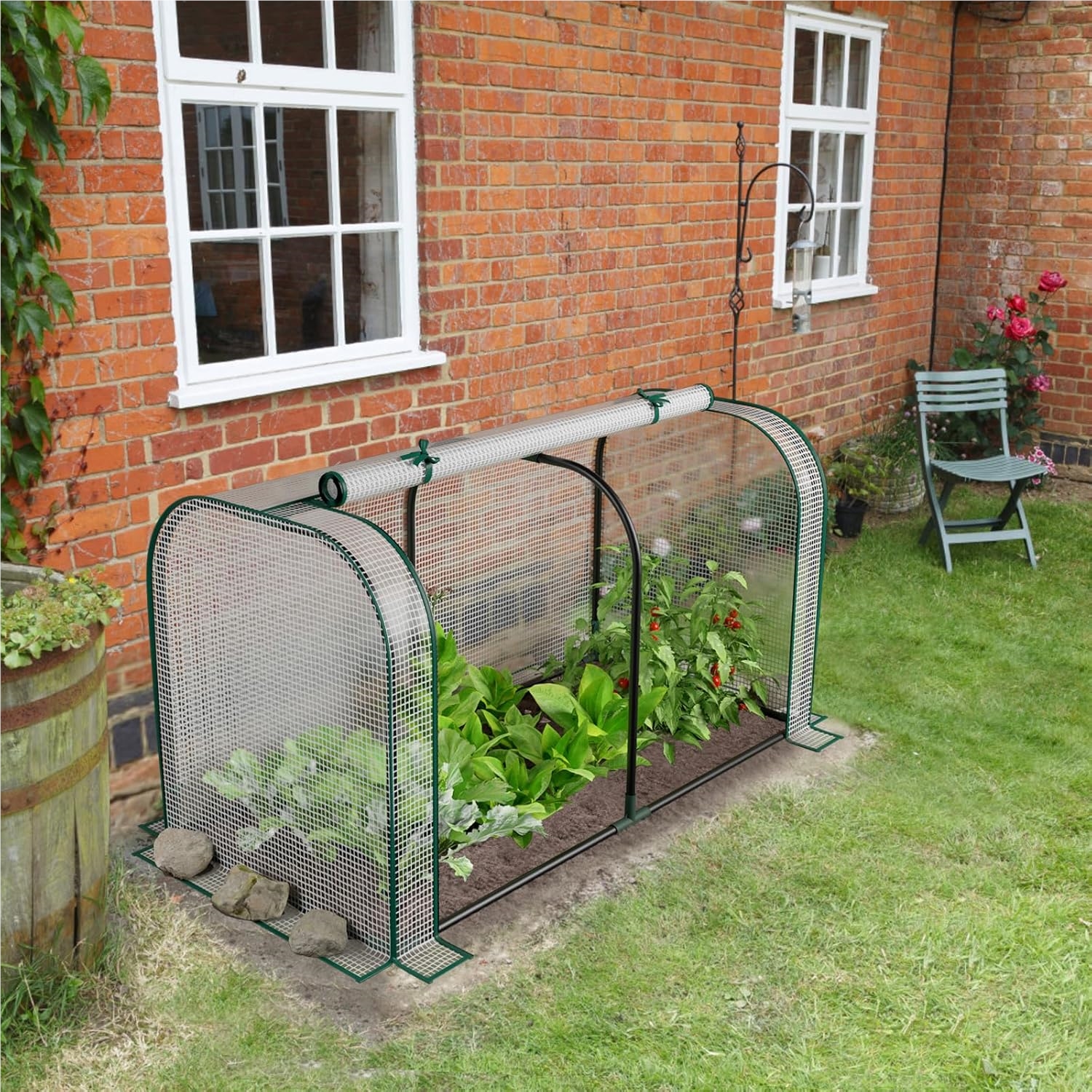 2-in-1 Mini Greenhouse, Pe Cover For Raised Bed, Greenhouse With Roll-up Zipper Door, Film Greenhouse With Metal Frame, Weatherproof For Balcony Garden, 118 X 55 X 60 Cm (white)