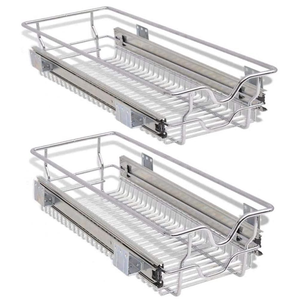TEMU BAKAJI Set 2 Cassetti estraibile per cucina Cassetti Telescopici Telescopico Mobili Cucina Cestello Mensola Estraibile Mobile Salvaspazio con in